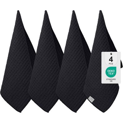 Moosfor 4er Set Microfasertücher 40 x 70cm Schwarz