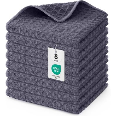 Moosfor Microfasertücher 8er-Set Saugfähige Fusselfrei Küchentücher 30x30cm