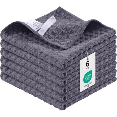 Moosfor Mikrofasertücher 6er-Set Saugfähige Fusselfrei Spültücher Küche 30 x 30