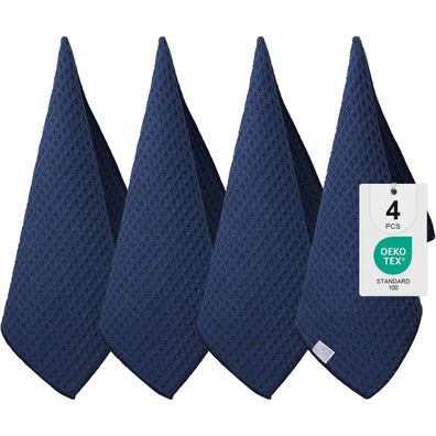 Moosfor Microfasertücher 4er-Set Küchentücher 40x70 cm Fusselfrei Marine Blau
