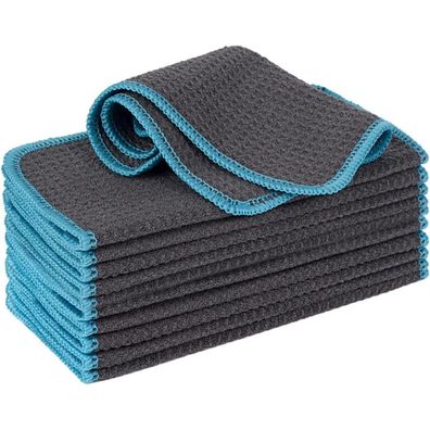 Mikrofasertücher Grau 20x20 cm 12 Stück VIVOTE Fusselfrei Waffeltuch