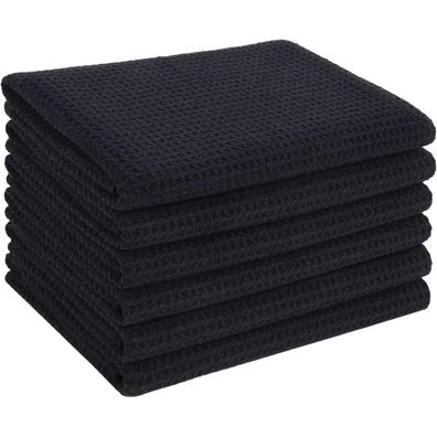 Mikrofaser Trockentücher schwarz 6er Pack 40x56cm Waffelgewebe