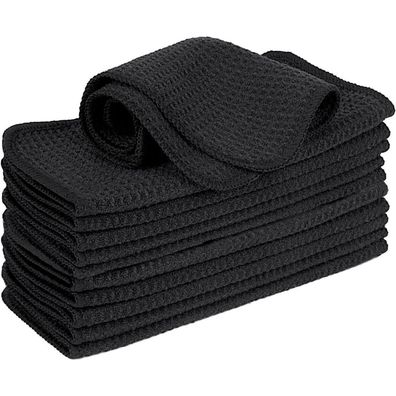 12x Schwarz Mikrofasertücher 20x20cm, Waffeltuch Fusselfrei, Küchen Spültücher