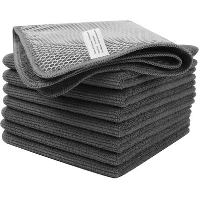 VIVOTE Microfaser Spültuch Abwaschlappen 8er Set 30x30 cm Grau