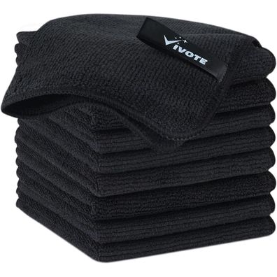 Mikrofasertücher Schwarz 20x20 cm 9er Set Waschbar Microfaser Putzlappen