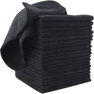 20er Set Schwarz Mikrofaser Reinigungstücher Küchenlappen Staubwischen 30x30cm