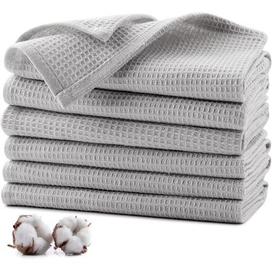 Jogoico 6er Set Baumwolle Waffeltücher Geschirrtücher 35x35cm Tea Towels