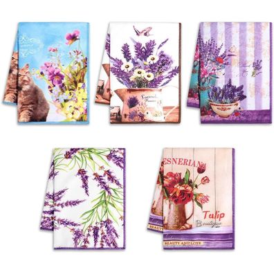 Geschirrtücher 5er Set Mikrofaser 55x40cm Mehrfarbig Saugfähig Handtuch Bar