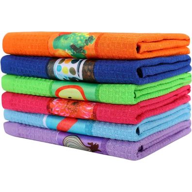 TanYiYi 6er Set Küchentücher Sprüche 68x38cm 90% Baumwolle