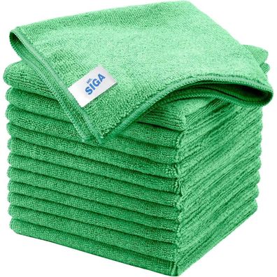MR. SIGA Mikrofaser Reinigungstücher 12er Set Grün 32x32cm Streifenfrei