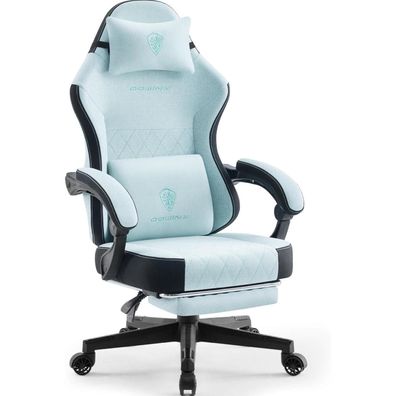 Gaming Stuhl Stoff mit Massage Lendenwirbelstütze und Fußstütze Bürostuhl 135KG
