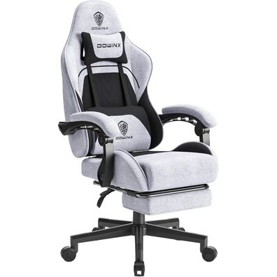 Gaming Stuhl Bürostuhl Stoff Massage Kissen Kopfstütze Fußstütze Schwarz Grau