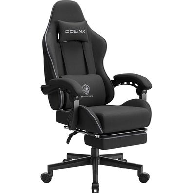 Ergonomischer Dowinx Gaming Stuhl mit Massage und Fußstütze Schwarz