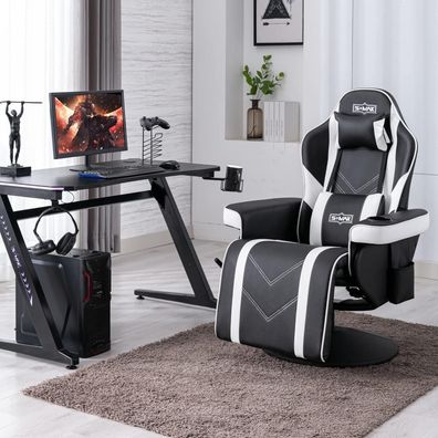 S*MAX Gaming Stuhl mit Fußstütze hohe Rückenlehne Verstellbarer Rückenlehne