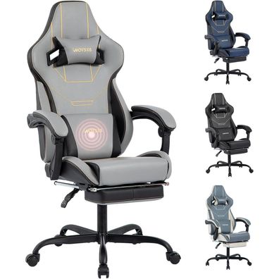 Gaming Stuhl Ergonomisch Racing Bürostuhl mit Fußstütze höhenverstellbar Gray