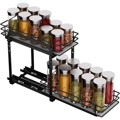 Gewürzregal Ausziehbar 2 Etagen Schrank Organizer Küche höhenverstellbar