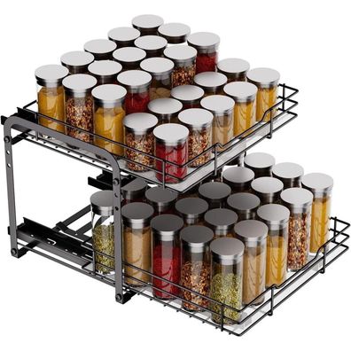 Gewürzregal Ausziehbar 2 Etagen Schrank Organizer Küche - Höhenverstellbar