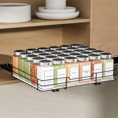 Ausziehbares Gewürzregal Schwarz für Schrank Organizer - Platzsparend & Küche