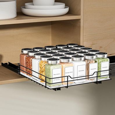 Ausziehbares Gewürzregal Schwarz Organizer Platzsparend Küche