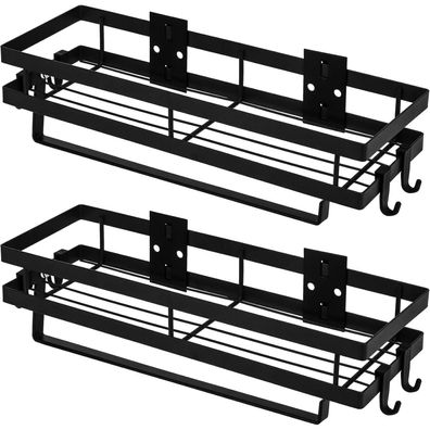 Gewürzregal Hängend Küchenregal 2er Set 35cm Schwarz ohne Bohren
