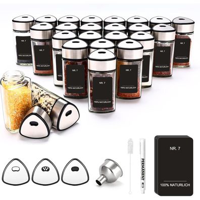 360° Rotation Gewürzgläser Set 12 Gewürzdosen 80 Etiketten 120ml Glas