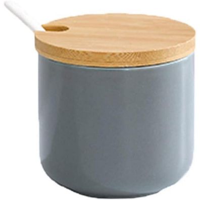 Keramik Gewürzdosen Salztopf Zuckerdose Bambus Löffel 260ml oz Teedose
