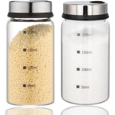 Gewürzgläser 200ml Drehdeckel Borosilikatglas 2er Set Küche Grillen Bbq