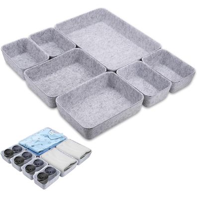 Hejo 7er Set Filz Schubladen Organizer Aufbewahrungsbox Hellgrau