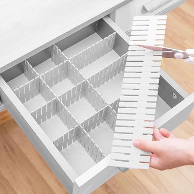 16x Verstellbare Schubladenteiler Schubladeneinteiler Weiß DIY Grau