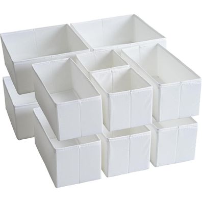 TYEERS Schubladen-Organizer Set 12er Waschbar Weiß Stoff StringUtils Badezimmer