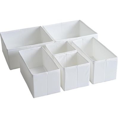 TYEERS Schubladen Organizer 6er-Set Weiß Aufbewahrungsboxen Stoff