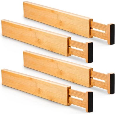 Verstellbare Bambus Schubladentrenner 4er-Pack Utoplike