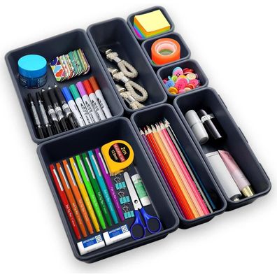 8-teiliges Schubladen Organizer Set Aufbewahrungsbox Transparent Rosa