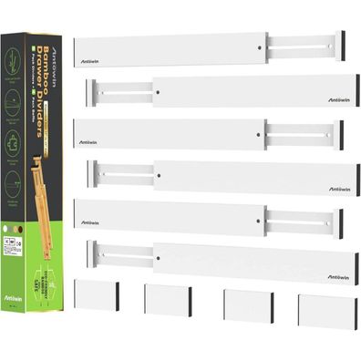 Bambus Schubladen Trennwände verstellbar federbelastet Organizer 43.2–55.9 cm