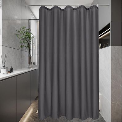 Schmaler Duschvorhang 100x200 Grau Textil Stoff Wasserdicht 6 Ringe