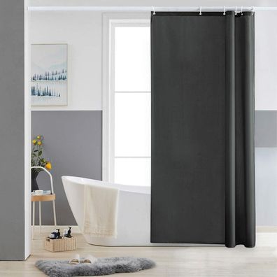 Duschvorhang Eck Dusche Smal Badewanne Textil Dunkelgrau 85x180cm 6 Ringe