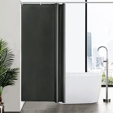 Schmaler Duschvorhang Eck Dusche Badewanne Textil Polyester Dunkelgrau 100x200