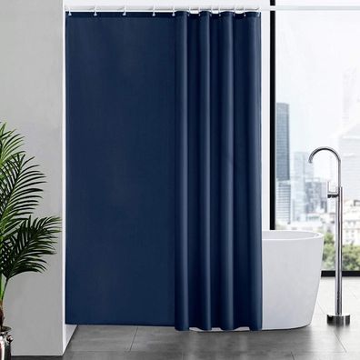 Furlinic Duschvorhang Wasserdicht Textil Badewanne 12 Haken Dunkelblau 180x210
