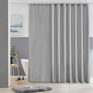 Furlinic Duschvorhang Überlänge Textil Antibakteriell 275x180cm Grau