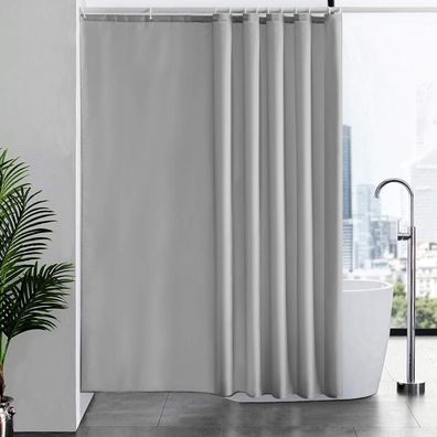Duschvorhang Überlänge Antischimmel Antibakteriell Waschbar Groß Grau 200x200cm