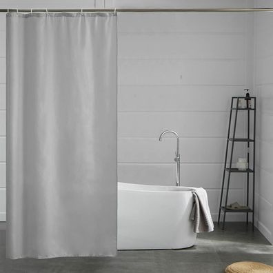 Duschvorhang Eck Dusche Badewanne Textil Polyester Grau 100x200 wasserabweisend