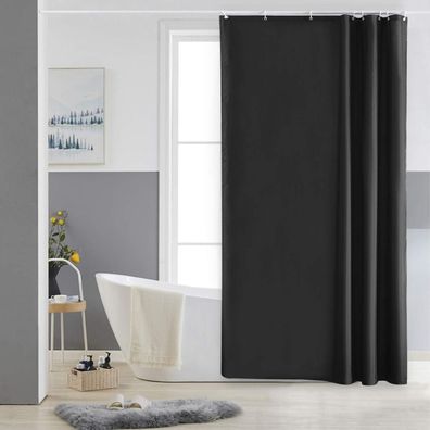 Duschvorhang 120x180 Textil Badvorhang Polyester Schwarz wasserabweisend