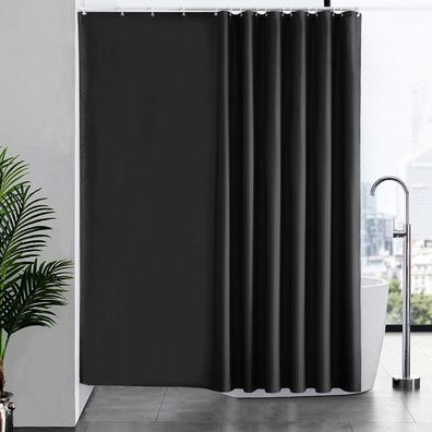 Duschvorhang Überlänge 244x200cm Schwarz Antibakteriell wasserdicht