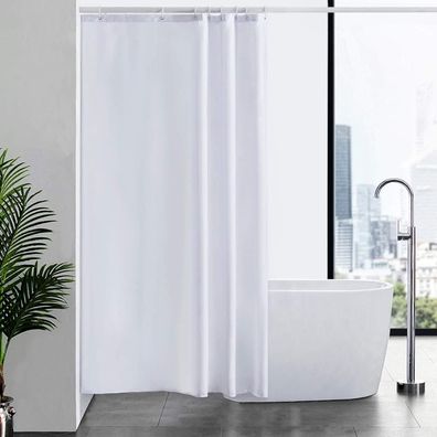 Furlinic Duschvorhang Textil Anti-schimmel Wasserdicht Polyester Weiß 120x200cm