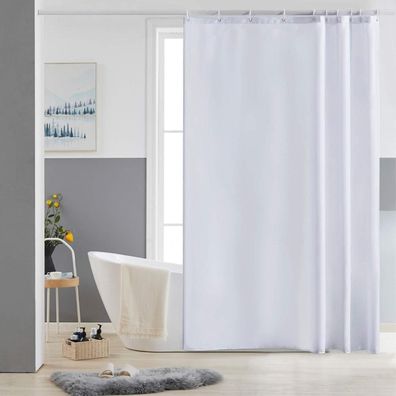 Schmaler Duschvorhang Weiß 150x180 Polyester Stoff, wasserabweisend, waschbar