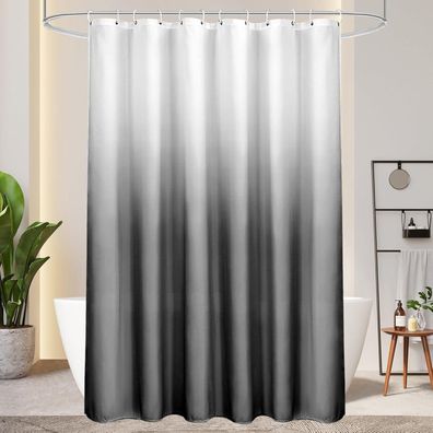 Duschvorhang 180x200cm Textil Grau Wasserdicht Waschbar Antischimmel