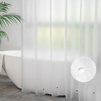 AooHome Duschvorhang 180x200 Transparent Weiß mit 5 Gewicht Magneten inkl. 12