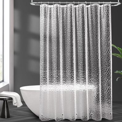 Duschvorhang Transparent 180x200cm Wasserdicht mit Magneten Hexagon Muster