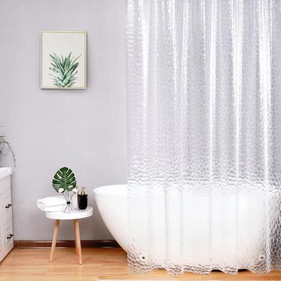 Duschvorhang Transparent Wasserdicht mit Magneten 150x200 Hexagon Muster