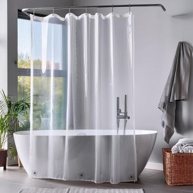 Duschvorhang 180x180 cm Transparent PEVA Rostfreie Ösen Magnete Klar
